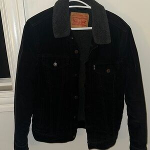 Levi's Black Jacket with Gray Sherpa Collar